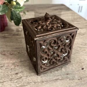 Vintage metal and glass candle holder